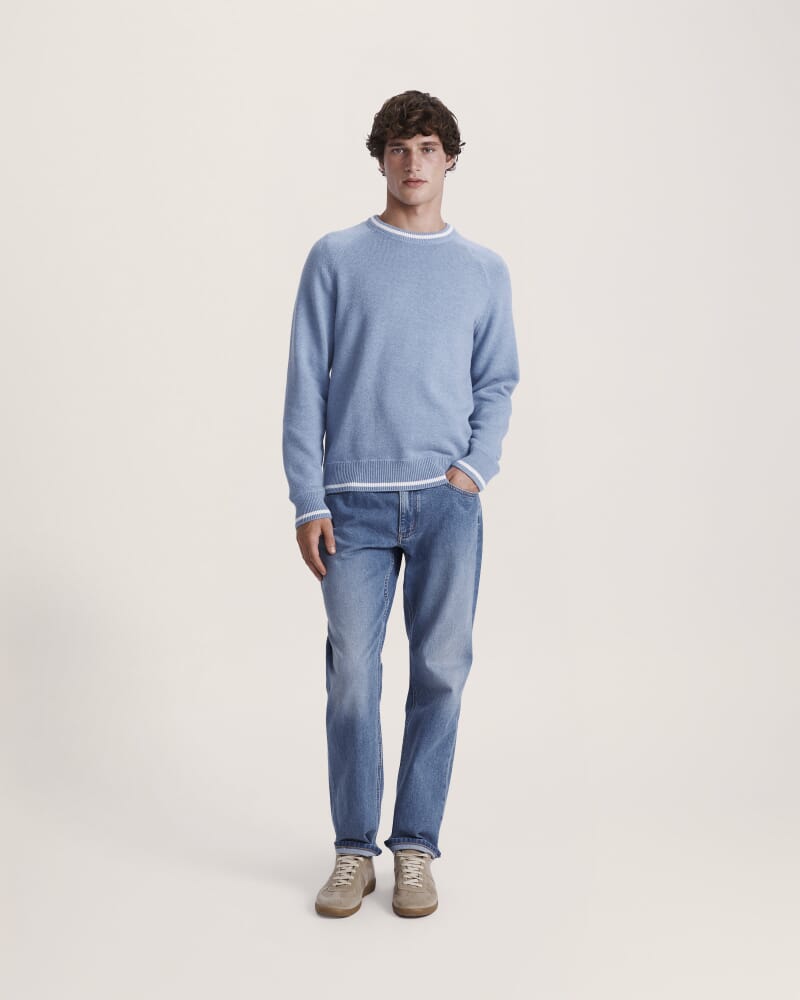 Soren Cotton Cashmere Crew in SKY BLUE