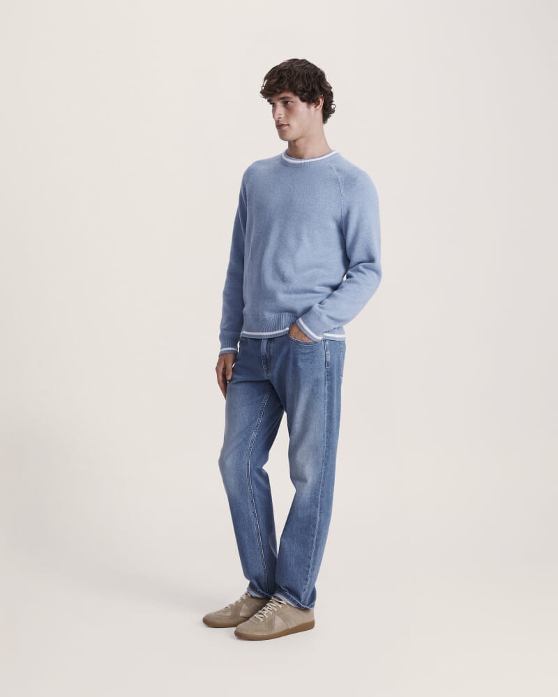 Soren Cotton Cashmere Crew in SKY BLUE