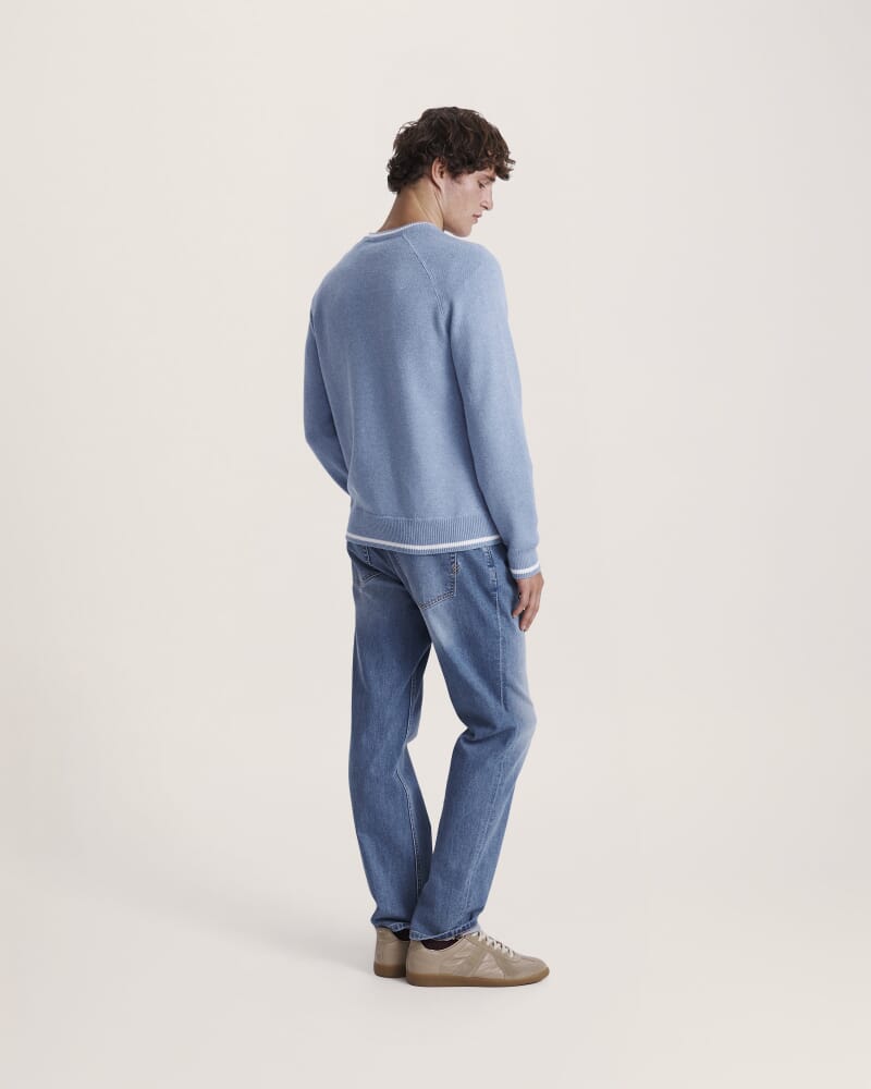 Soren Cotton Cashmere Crew in SKY BLUE