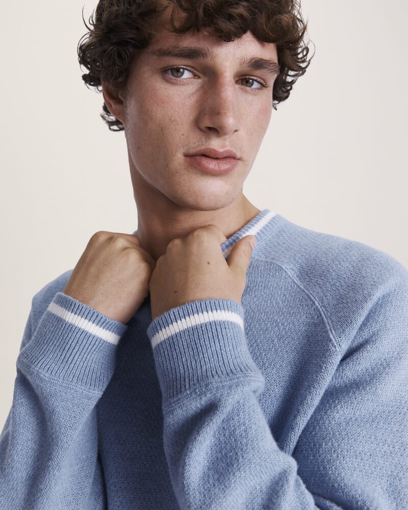 Soren Cotton Cashmere Crew in SKY BLUE