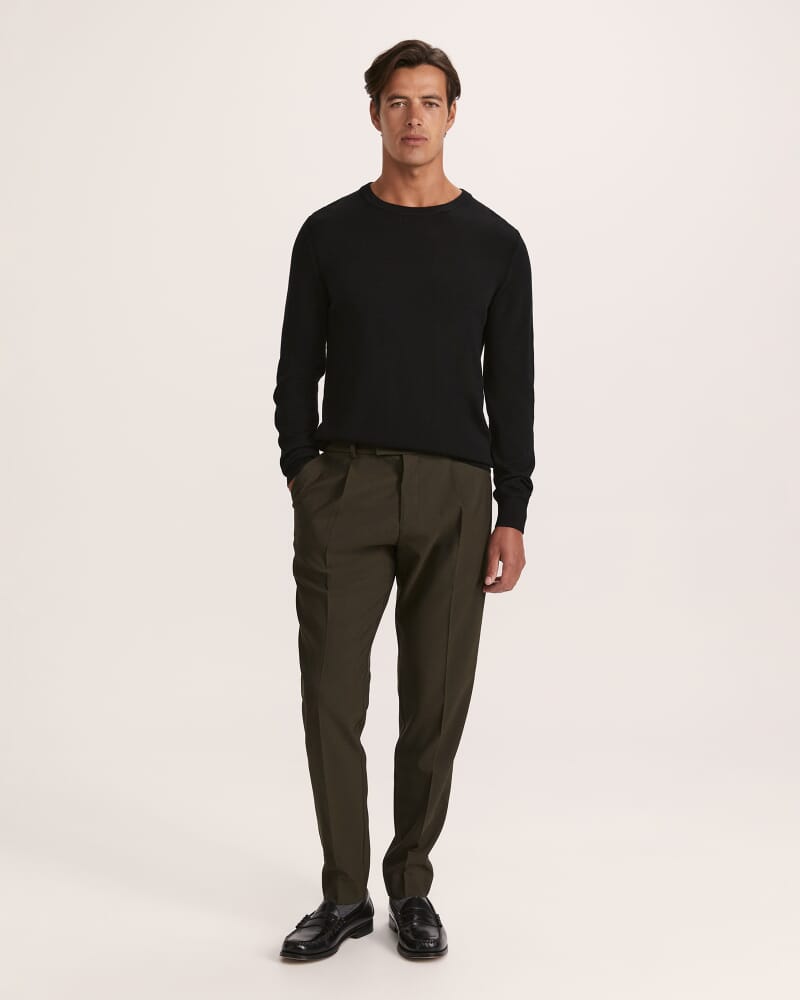 Franklin Merino Wool Crew Knit in BLACK