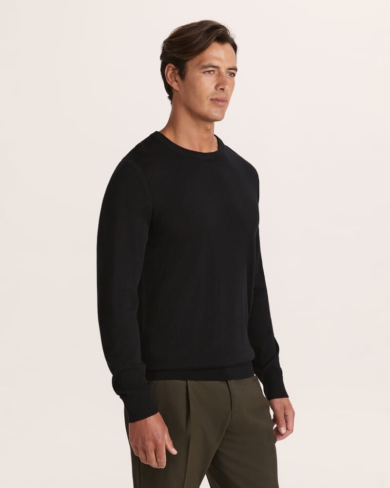 Franklin Merino Wool Crew Knit in BLACK