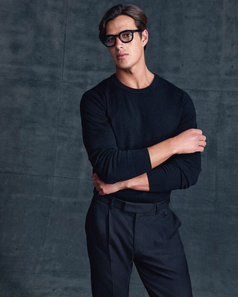 Franklin Merino Wool Crew Knit in BLACK