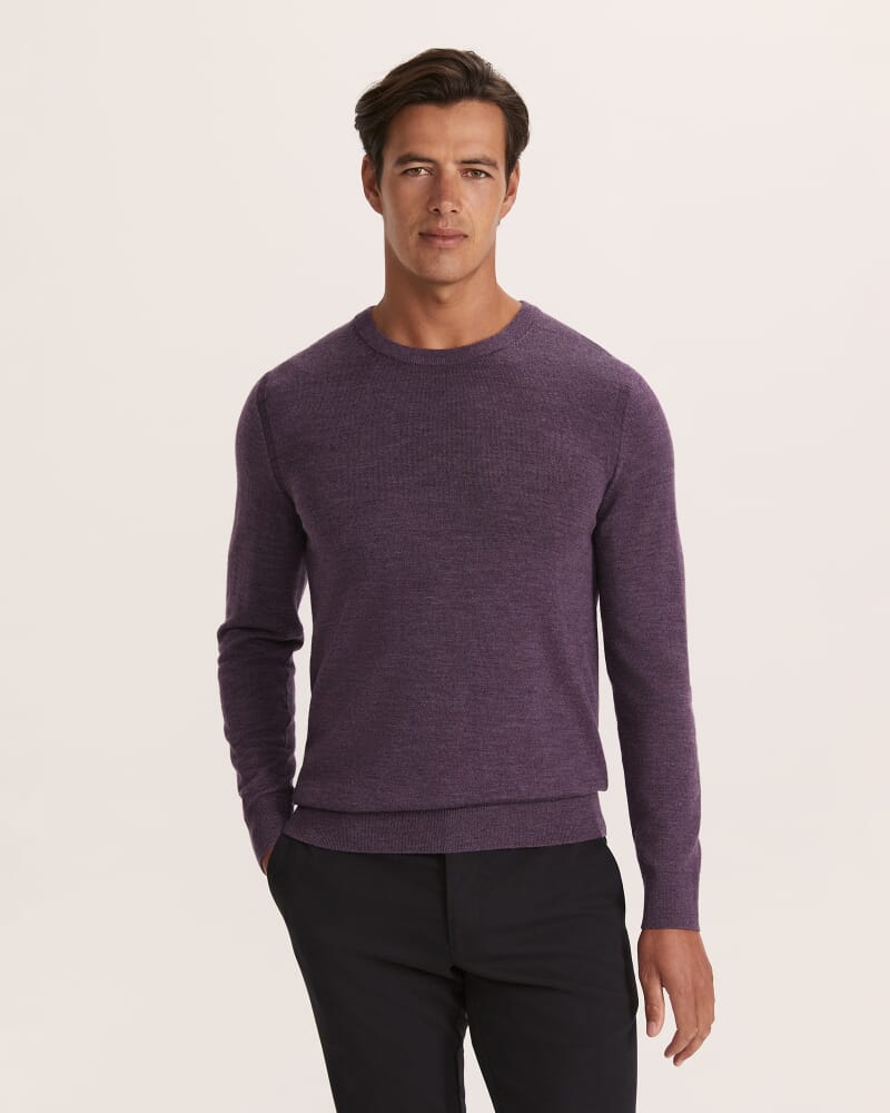 Franklin Merino Wool Crew Knit in PLUM