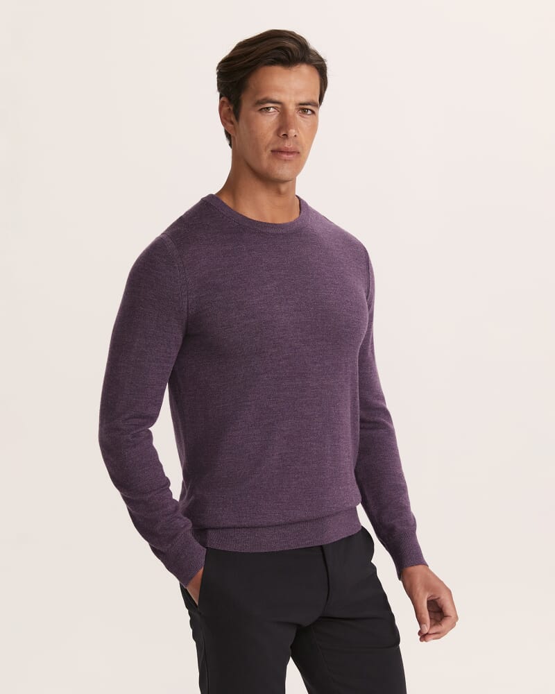 Franklin Merino Wool Crew Knit in PLUM