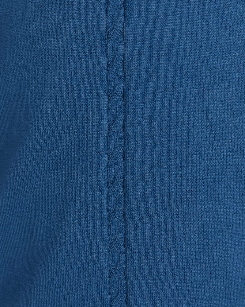 Miramar Cable Knit Cotton Blend Polo in MID BLUE