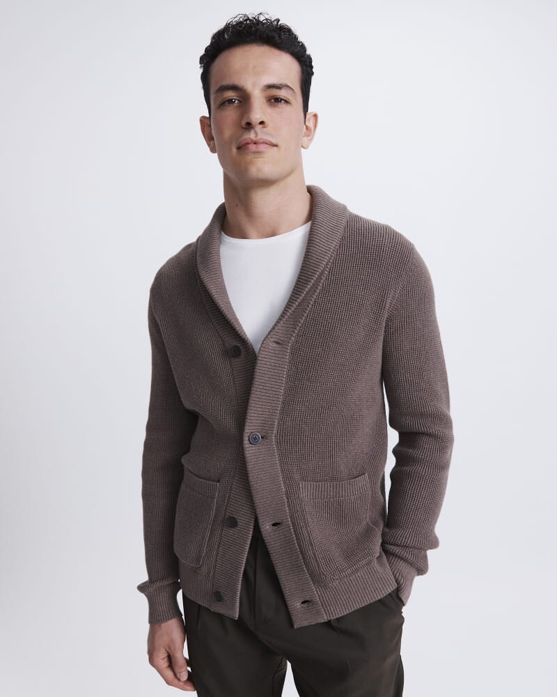 Angus Shawl Cardigan in BARK