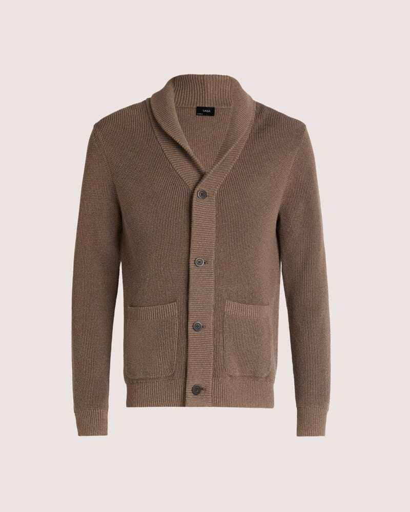 Angus Shawl Cardigan in BARK