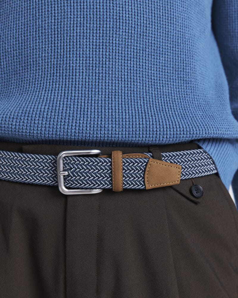 Angus Textured Cotton Crew Knit in BLUE STEEL