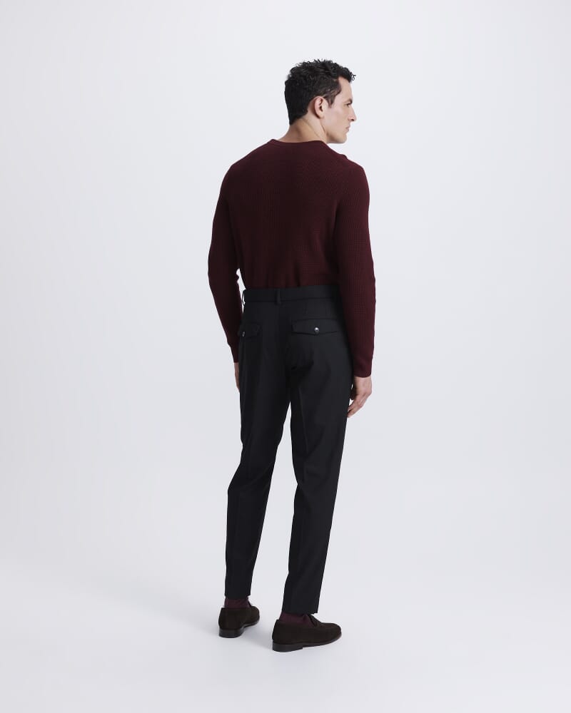 Angus Textured Cotton Crew Knit in WINE