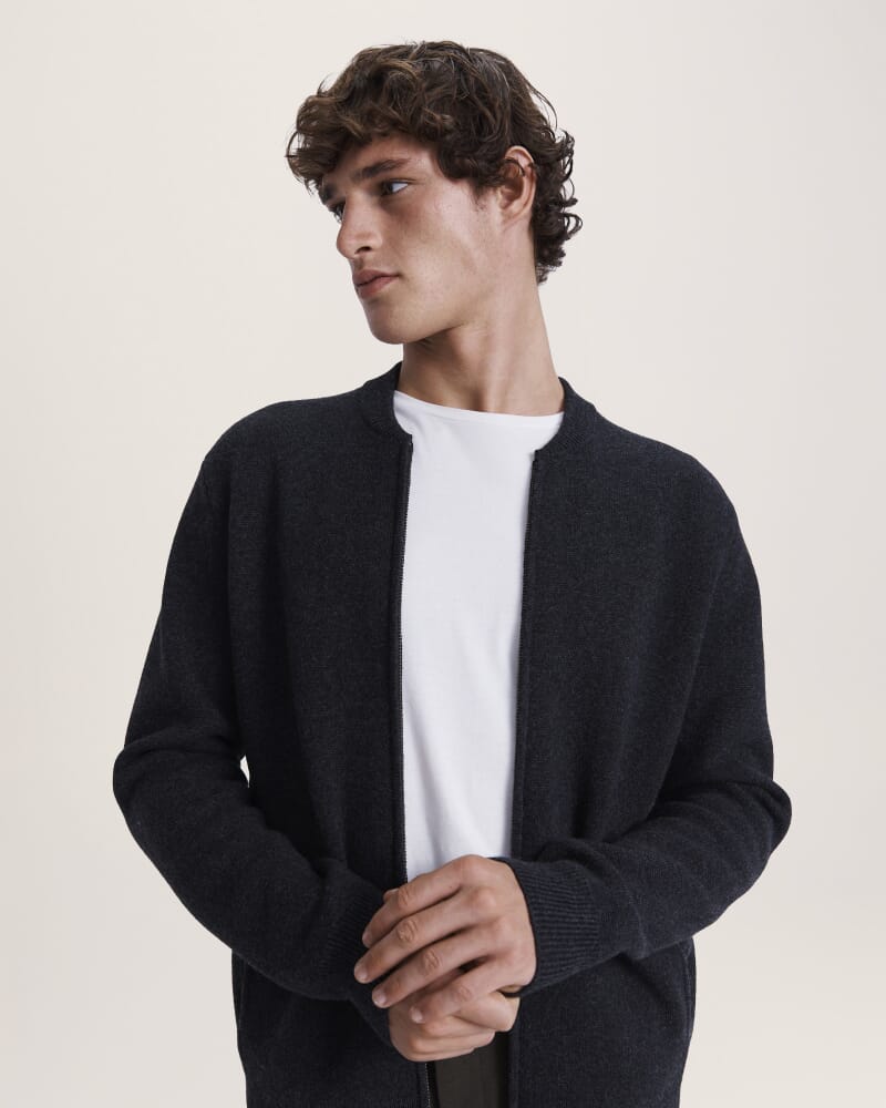 Claude Zip Through Knit in CHARCOAL