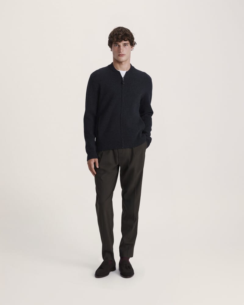 Claude Zip Through Knit in CHARCOAL