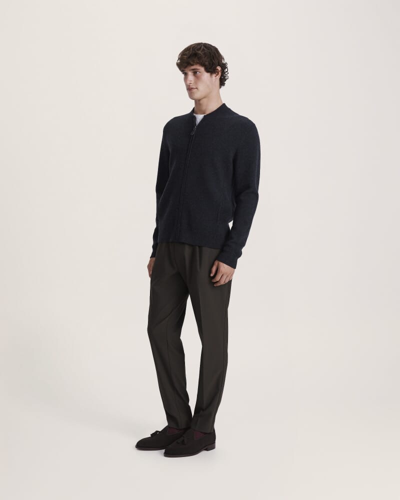 Claude Zip Through Knit in CHARCOAL
