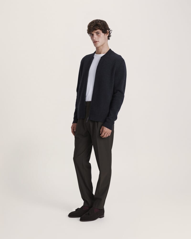 Claude Zip Through Knit in CHARCOAL