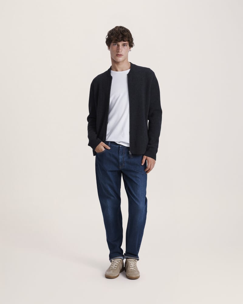 Claude Zip Through Knit in CHARCOAL