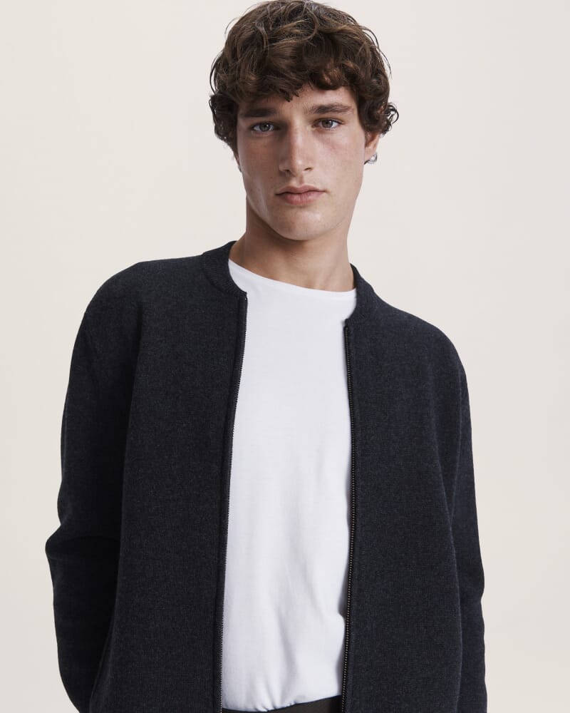 Claude Zip Through Knit in CHARCOAL