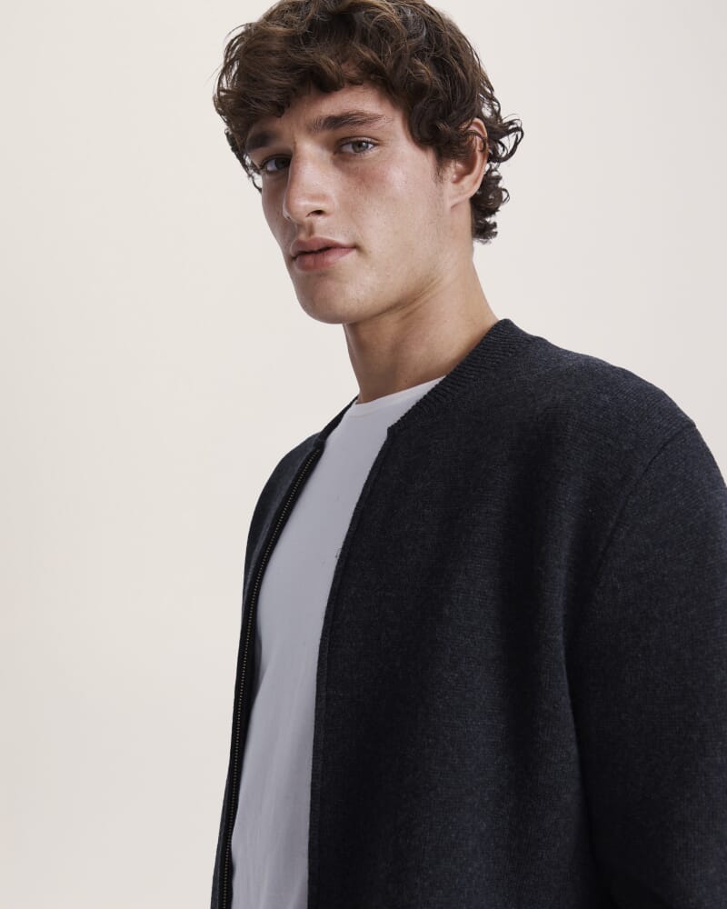 Claude Zip Through Knit in CHARCOAL