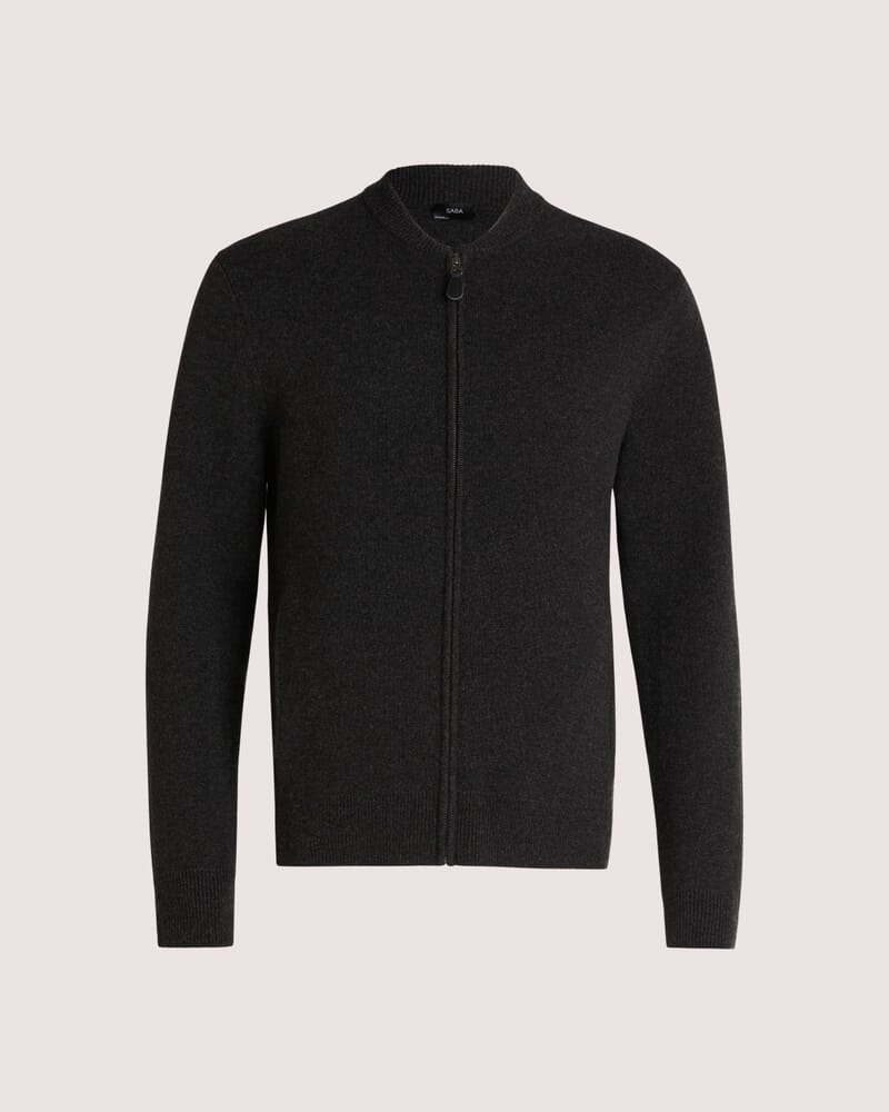 Claude Zip Through Knit in CHARCOAL