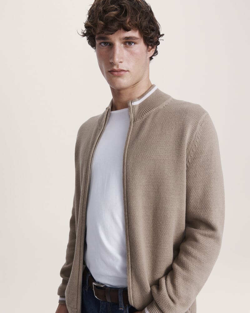 Soren Cotton Cashmere Zip Thru in OLIVE