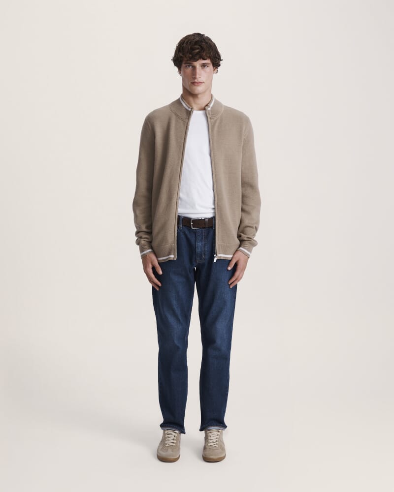 Soren Cotton Cashmere Zip Thru in OLIVE