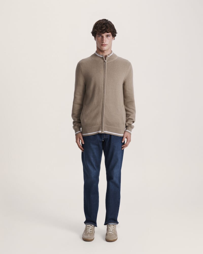 Soren Cotton Cashmere Zip Thru in OLIVE