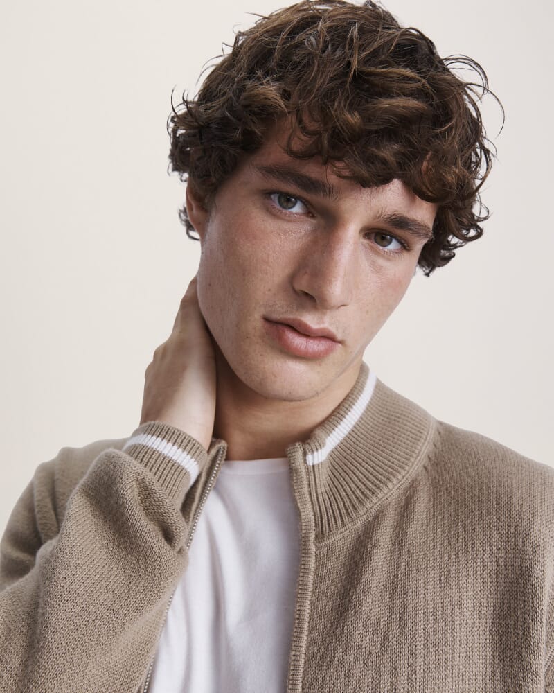 Soren Cotton Cashmere Zip Thru in OLIVE