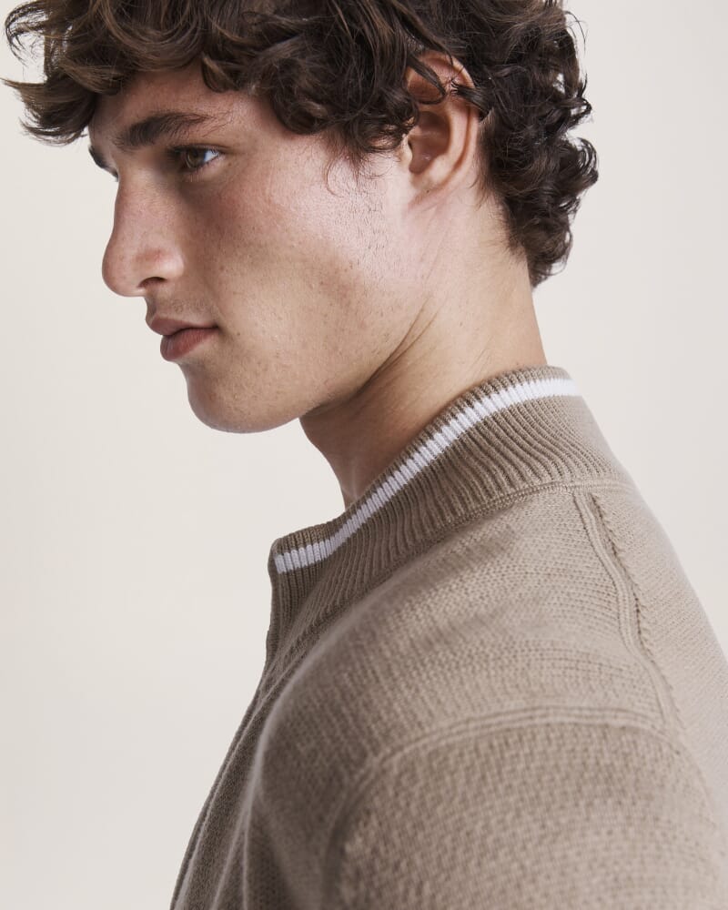 Soren Cotton Cashmere Zip Thru in OLIVE