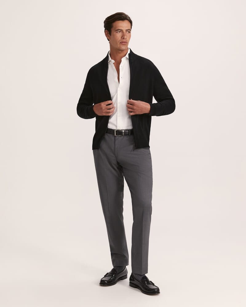 Franklin Wool Knit Zip Through in BLACK