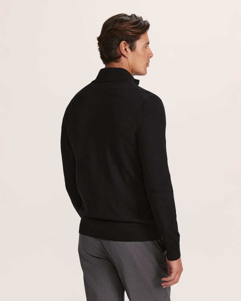 Franklin Wool Knit Zip Through in BLACK