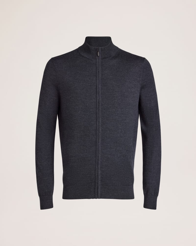Franklin Merino Wool Knit Zip Through in DARK CHARCOAL