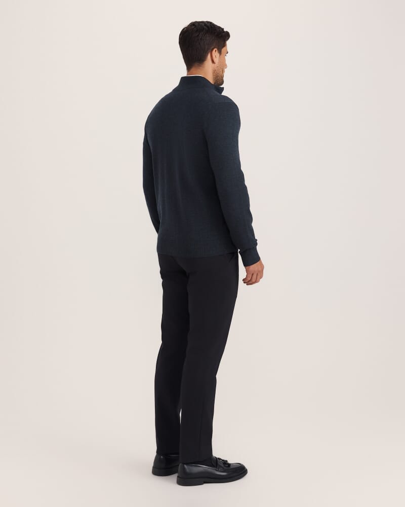 Franklin Merino Wool Knit Zip Through in DARK CHARCOAL