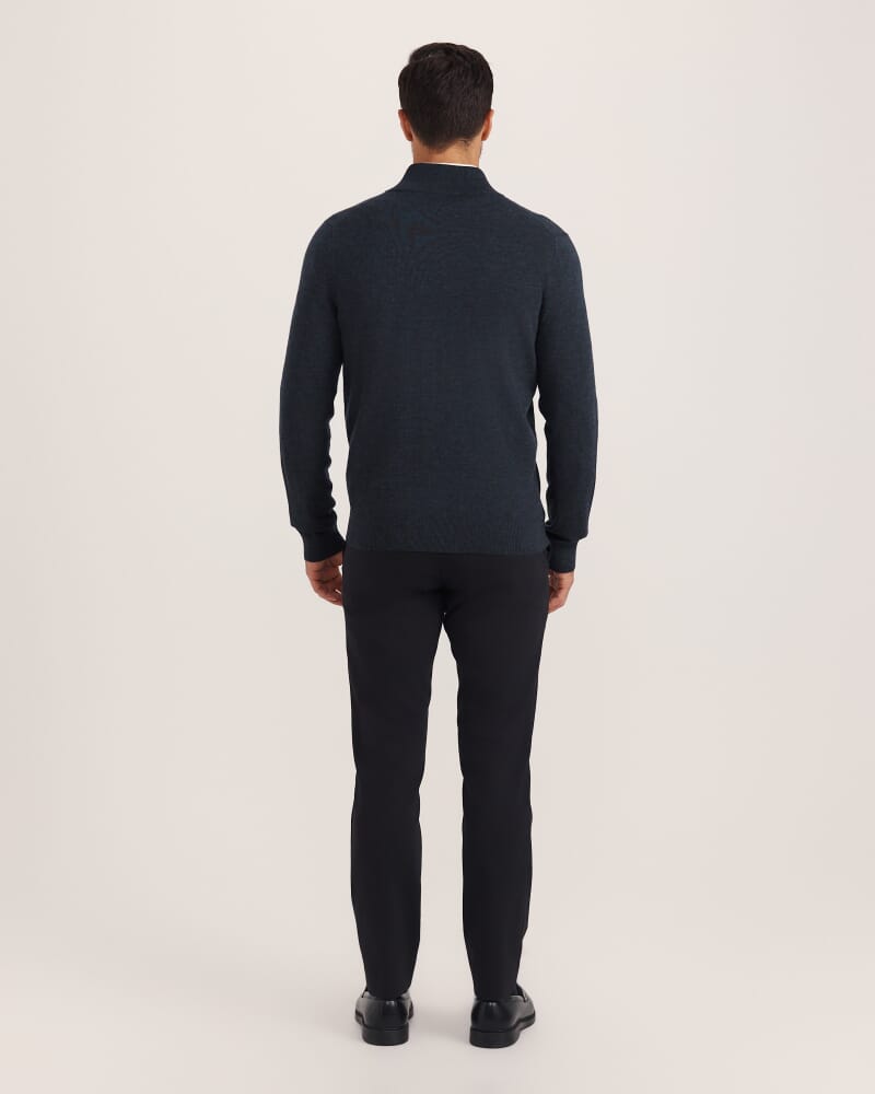 Franklin Merino Wool Knit Zip Through in DARK CHARCOAL