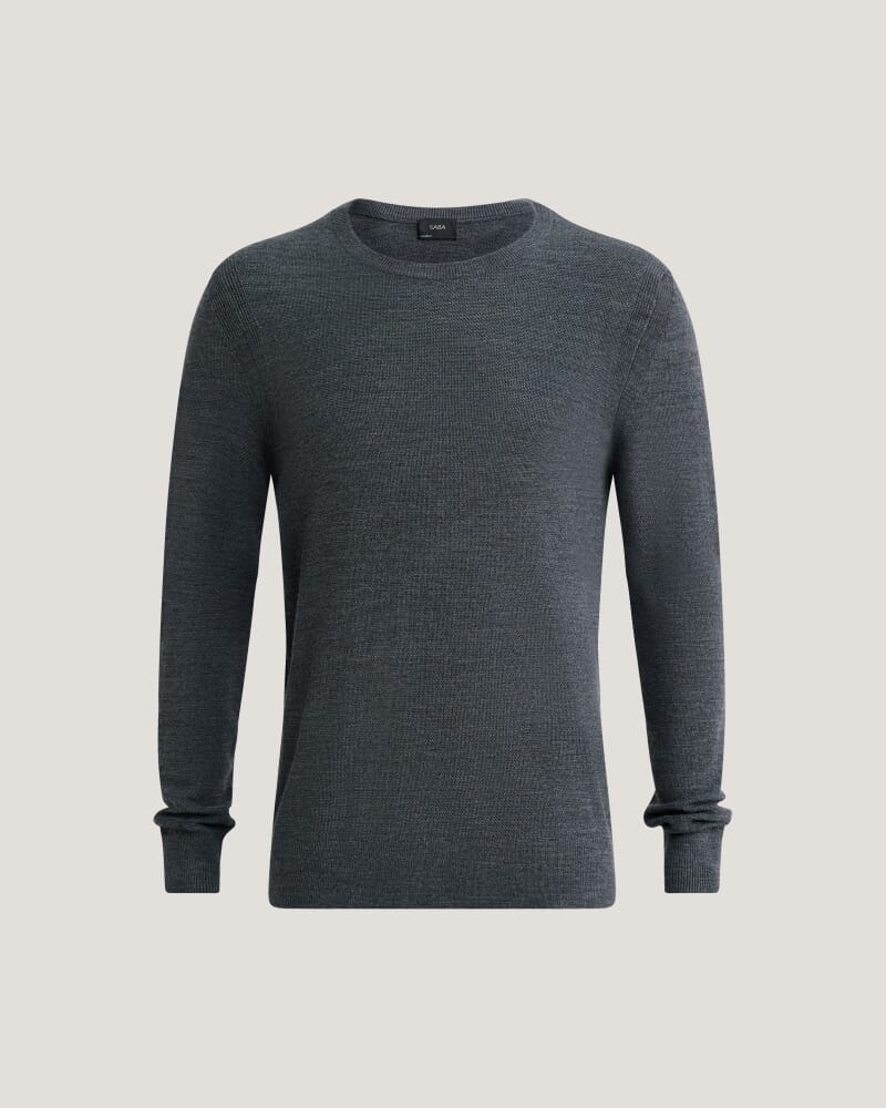 Samuel Wool Blend Crew Knit in CHARCOAL