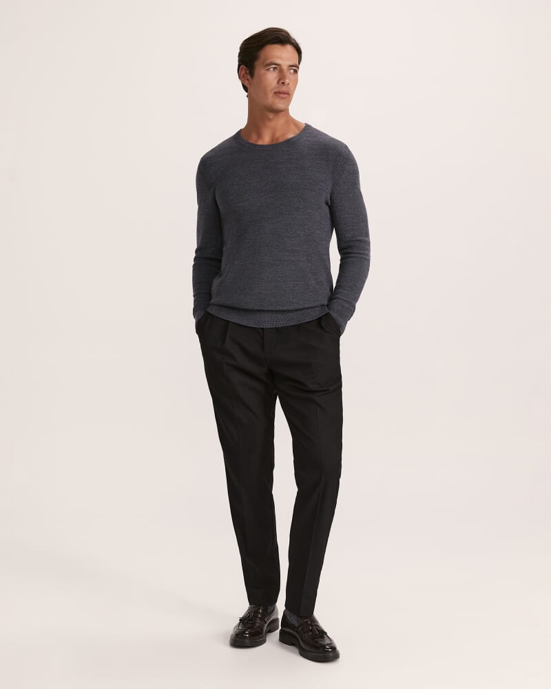 Samuel Wool Blend Crew Knit in CHARCOAL