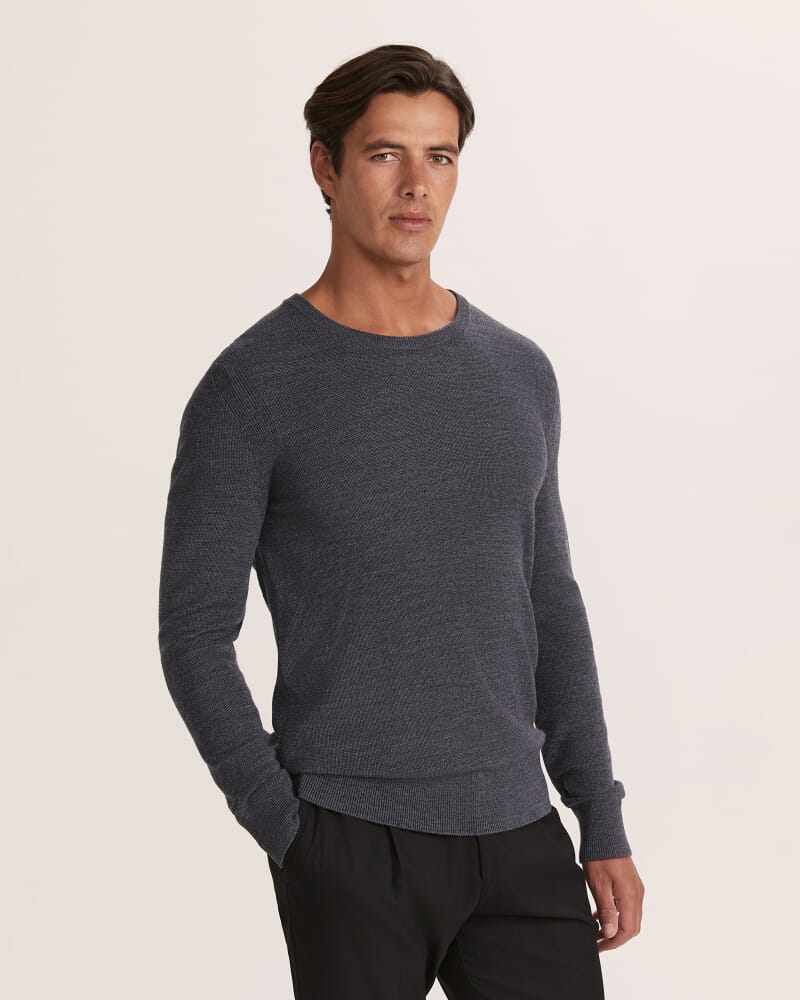 Samuel Wool Blend Crew Knit in CHARCOAL
