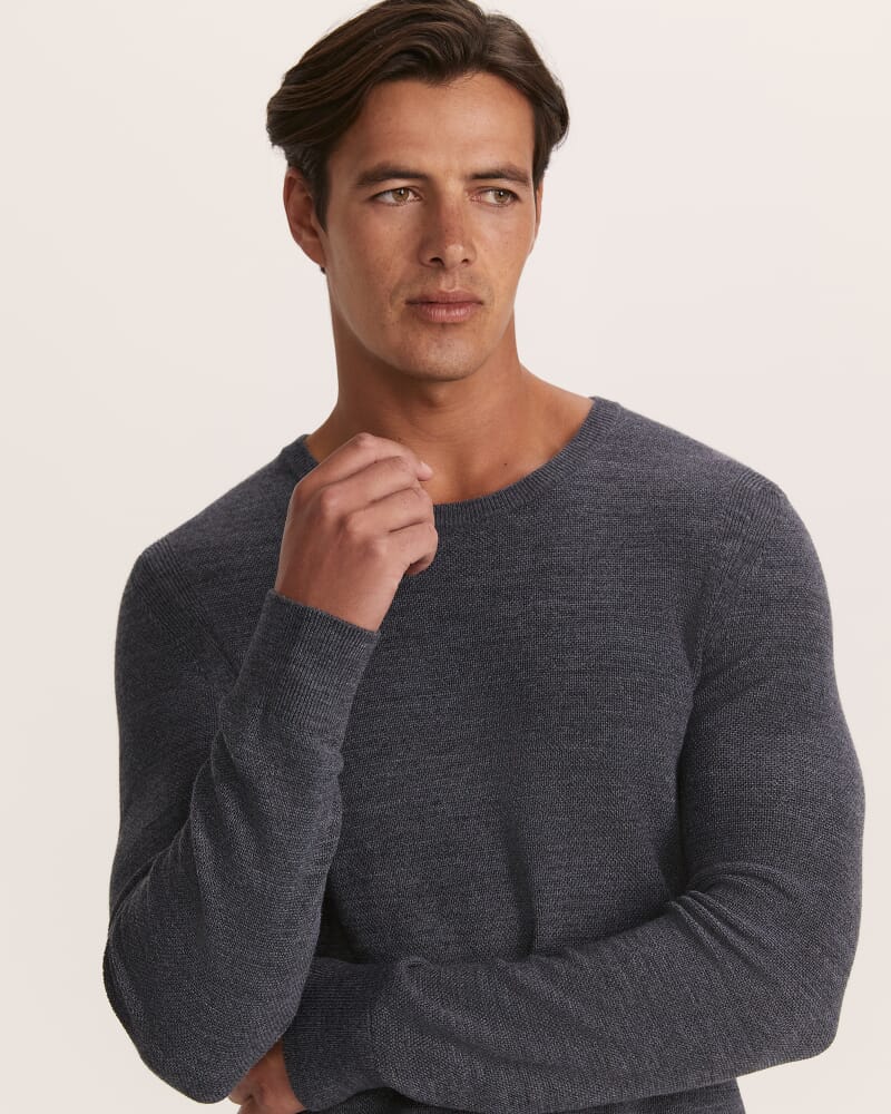 Samuel Wool Blend Crew Knit in CHARCOAL