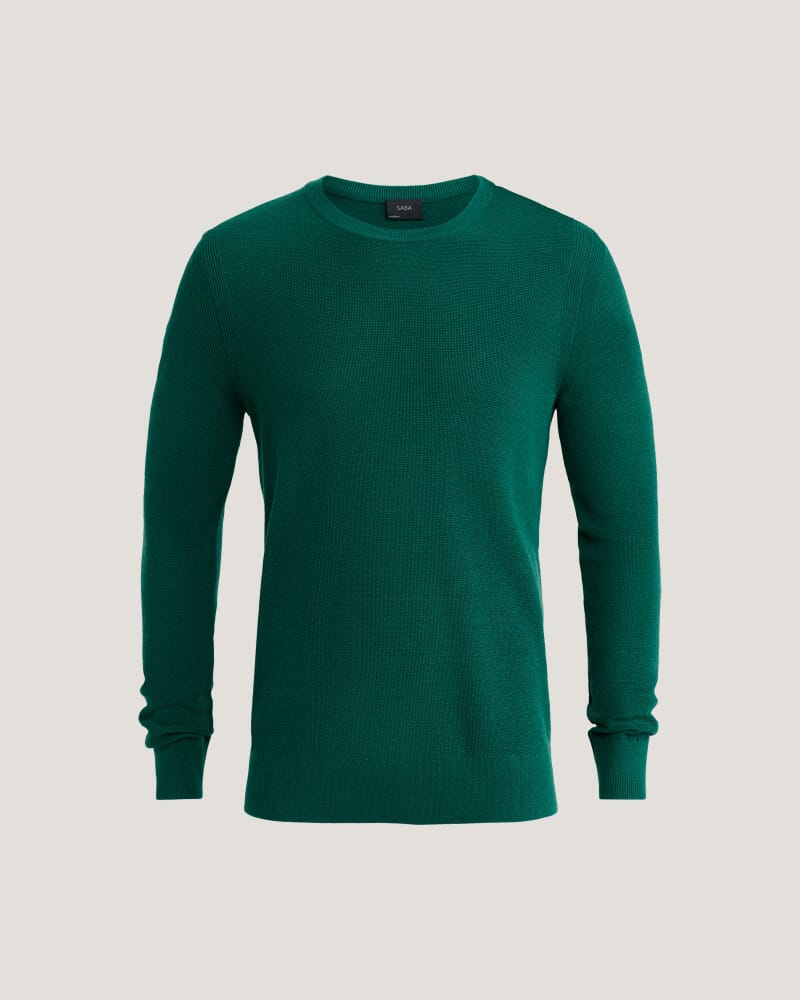 Samuel Wool Blend Crew Knit in MOSS