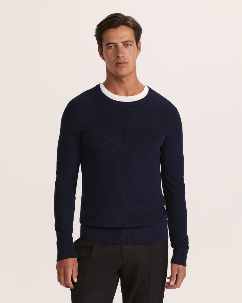 Samuel Wool Blend Crew Knit in NAVY