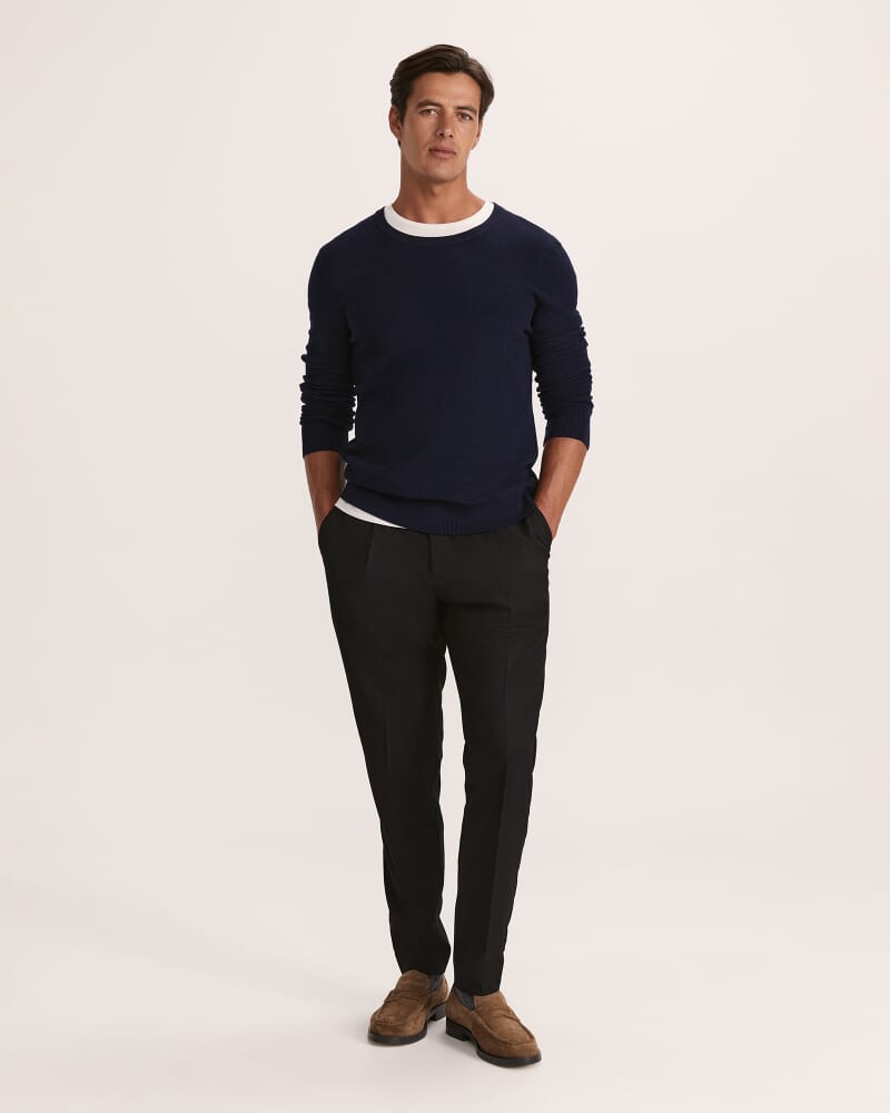 Samuel Wool Blend Crew Knit in NAVY