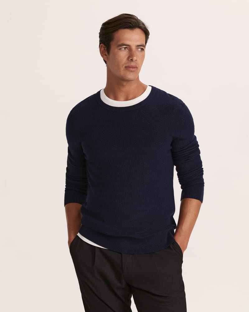 Samuel Wool Blend Crew Knit in NAVY