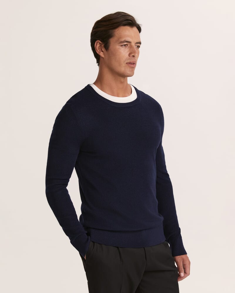 Samuel Wool Blend Crew Knit in NAVY