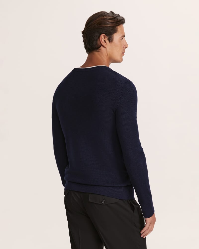 Samuel Wool Blend Crew Knit in NAVY
