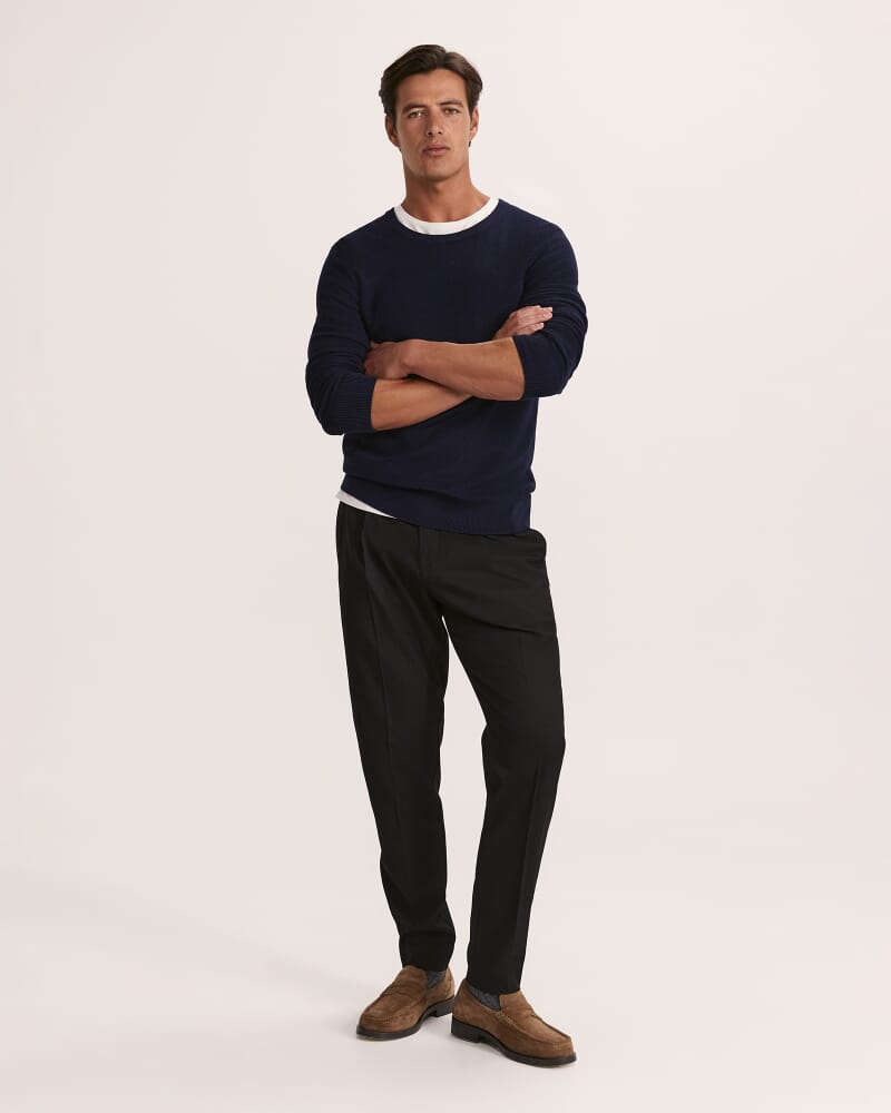 Samuel Wool Blend Crew Knit in NAVY