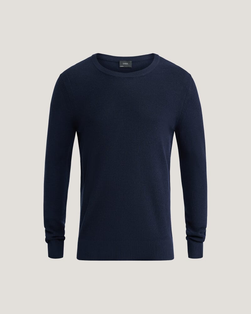 Samuel Wool Blend Crew Knit in NAVY