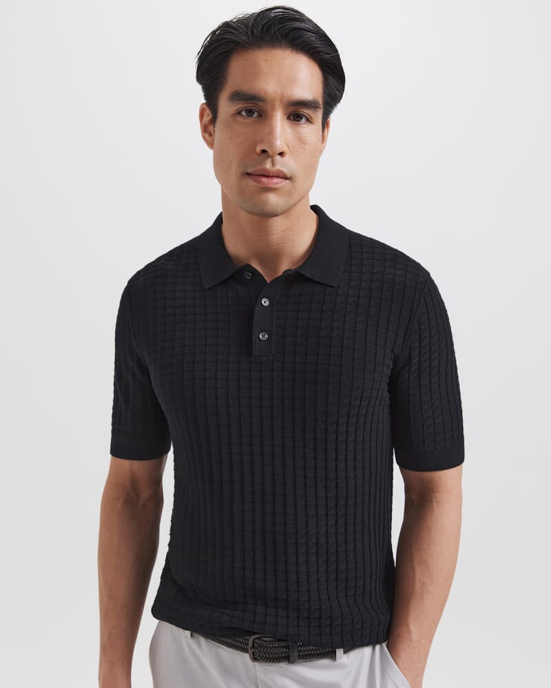Alfie Knit Polo in BLACK