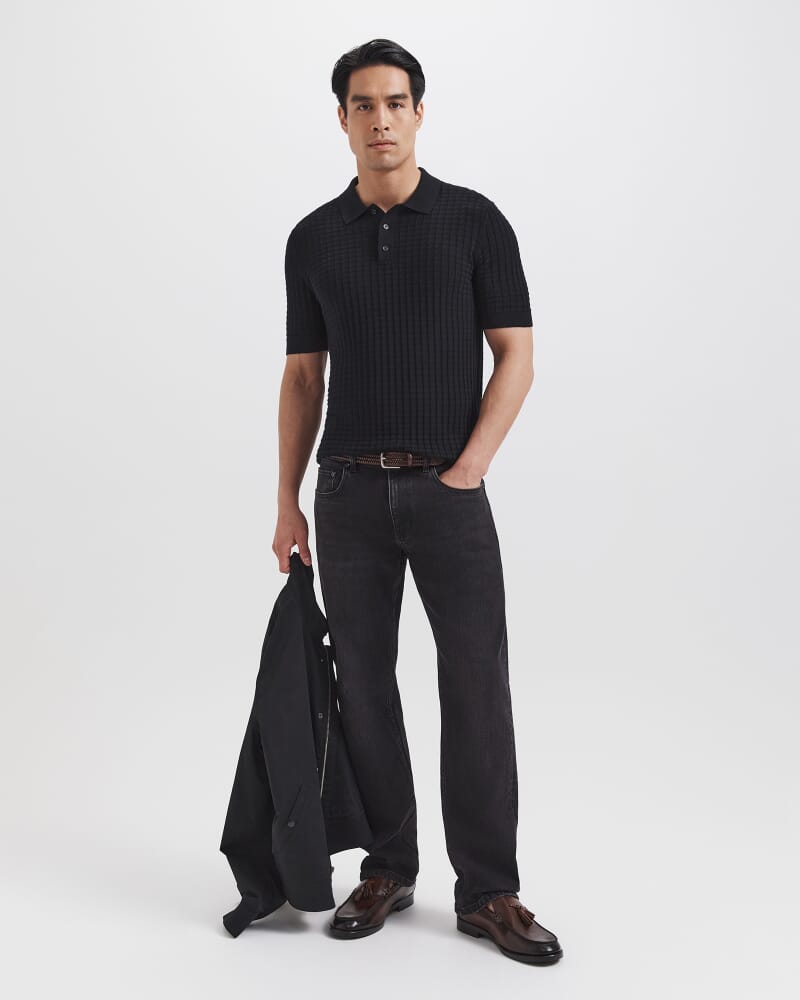 Alfie Knit Polo in BLACK