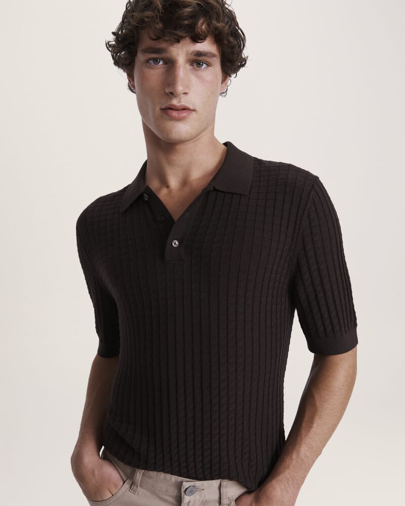 Alfie Knit Polo in CHOCOLATE