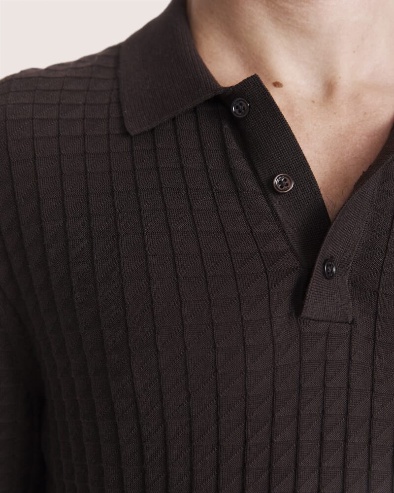 Alfie Knit Polo in CHOCOLATE