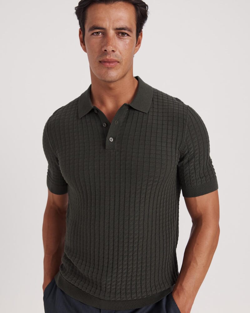 Alfie Knit Polo in FATIGUE