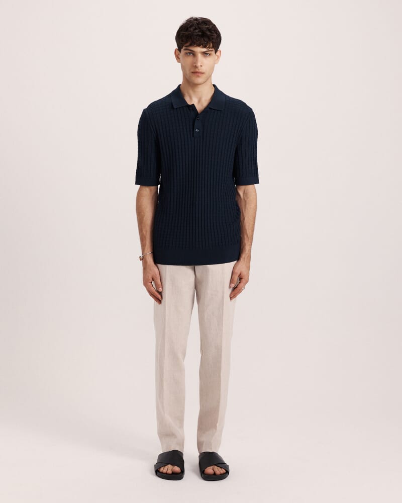 Alfie Knit Polo in NAVY